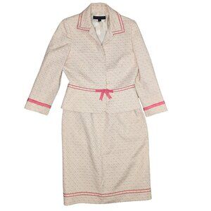 Nipon Boutique Brocade Skirt Jacket Suit Vintage Designer 2 Piece Pink Womens 6